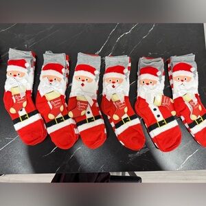 NWT stocking stuffers lot 6 socks 2 Set 12 Santa fuzzy warm Gold Medal Christmas